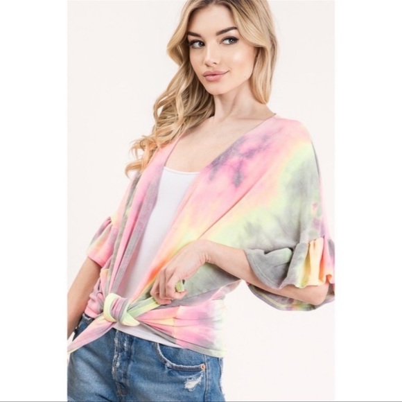 Grey tie-dye kimono cardigan - Picture 4 of 5